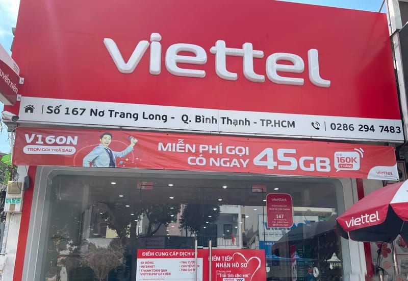Cửa hàng Viettel quận Bình Thạnh - Viettel Nơ Trang Long