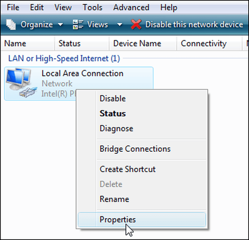 Gán địa chỉ IP tĩnh trong Windows Vista