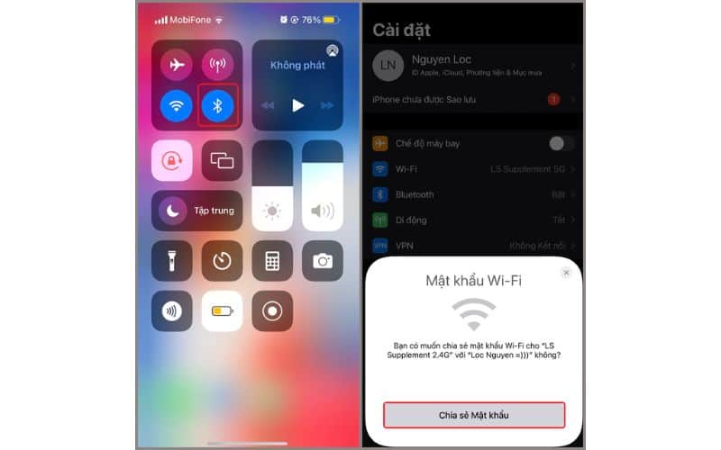 chia sẻ wifi trên iphone